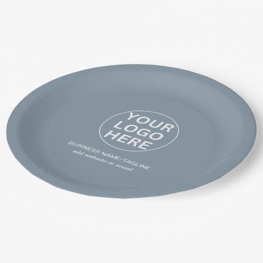 Assiettes En Carton Dusty Blue l Promotional Business Logo & Text (Angle)