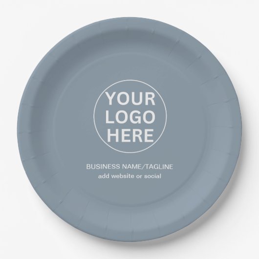 Assiettes En Carton Dusty Blue l Promotional Business Logo & Text (Devant)