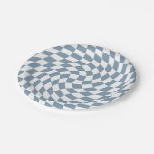 Assiettes En Carton Dusty Blue Mariage Collection Vérifier À damiers (Angle)