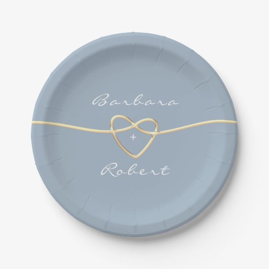 Assiettes En Carton Dusty Blue Mariage moderne (Devant)