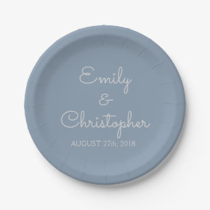 Assiettes En Carton Dusty Blue Mariage ou accueil Plaques simples