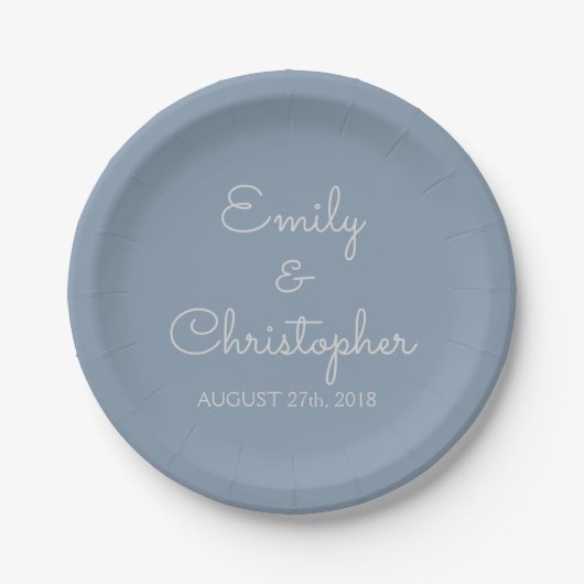 Assiettes En Carton Dusty Blue Mariage ou accueil Plaques simples (Devant)