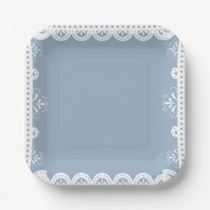Assiettes En Carton Dusty Blue mexicaine baby shower papillon picado