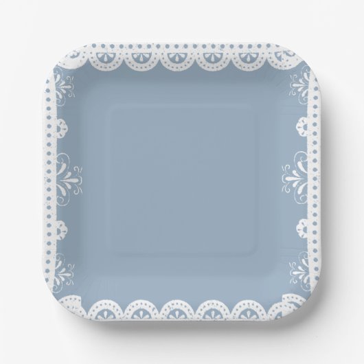 Assiettes En Carton Dusty Blue mexicaine baby shower papillon picado (Recto)