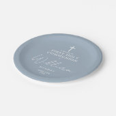 Assiettes En Carton Dusty Blue Minimalist Première Sainte Communion (Angle)