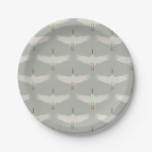 Assiettes En Carton Dusty Blue Neutral Birds Grues Art Déco Motif (Devant)