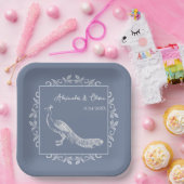 Assiettes En Carton Dusty Blue Peacock Wedding shower (Fête)