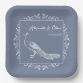 Assiettes En Carton Dusty Blue Peacock Wedding shower (Recto)