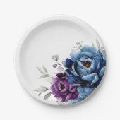 Assiettes En Carton Dusty Blue Purple Navy Lilac Blooms Mariage (Devant)
