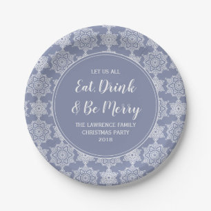 Assiettes En Carton Dusty Blue Snowflake Manger Boire Noël Fête