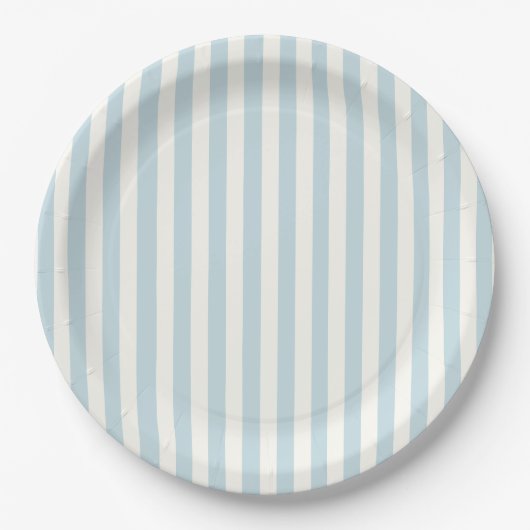 Assiettes En Carton Dusty Blue Stripes Classic Party (Devant)