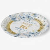 Assiettes En Carton Dusty Blue Sweet personnalisé 16 Parties scintilla (Angle)