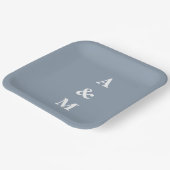 Assiettes En Carton Dusty Blue White Monograms Mariage initial élégant (Angulaire)
