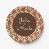 Assiettes En Carton Dusty Brunt Orange Peony Flowers Mariage de automn (Devant)