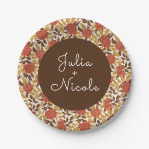 Assiettes En Carton Dusty Brunt Orange Peony Flowers Mariage de automn