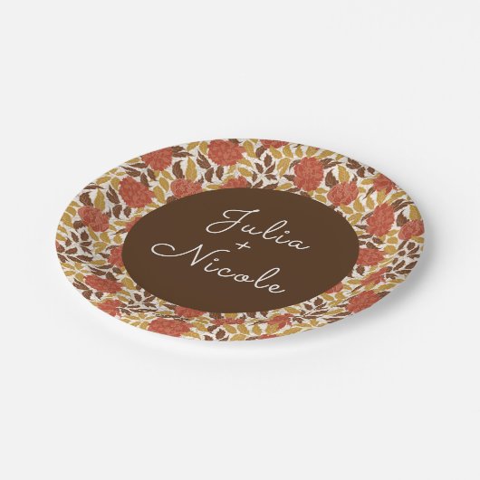 Assiettes En Carton Dusty Brunt Orange Peony Flowers Mariage de automn (Angle)