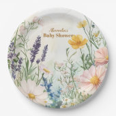Assiettes En Carton Dusty Pink Wildflower Baby in Bloom (Devant)