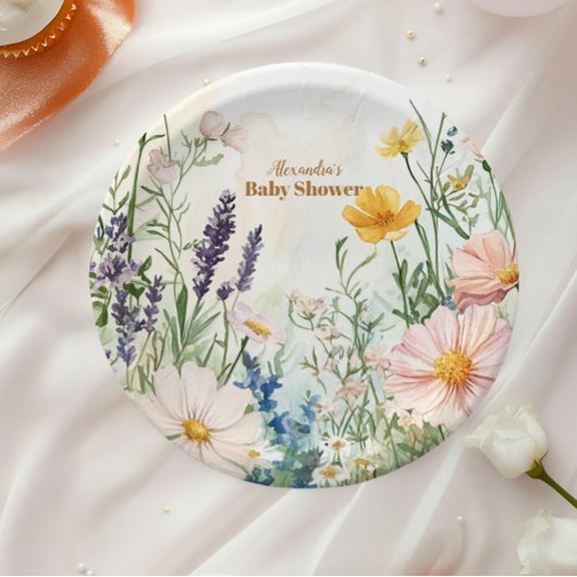 Assiettes En Carton Dusty Pink Wildflower Baby in Bloom