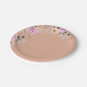 Assiettes En Carton Dusty Rose rétro à fleurs (Angle)