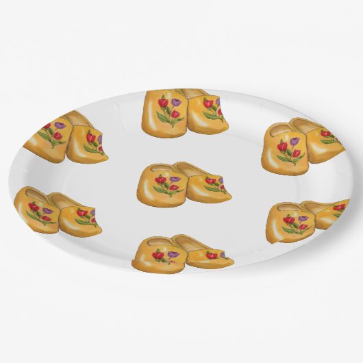 Assiettes En Carton Dutch Wooden Shoes with Tulips, Klompen, Holland (Angle)