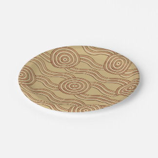 Assiettes En Carton Earth Australian Dreamtime River Motif