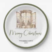Assiettes En Carton Earth Tone Christmas Script Custom Family Name (Devant)