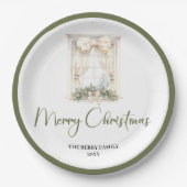 Assiettes En Carton Earth Tone Christmas Script Custom Family Name (Devant)