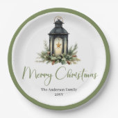 Assiettes En Carton Earthy Bohemian Christmas Lantern in Rustic Plate (Devant)
