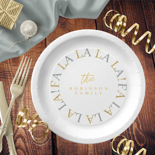 Assiettes En Carton Earthy Green Gold Fa de Noël La La ID1009