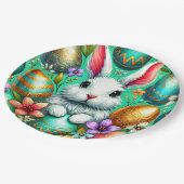 Assiettes En Carton EASTER BUNNY 3D ~ Encres d'alcool ~ Plaque de papi (Angle)