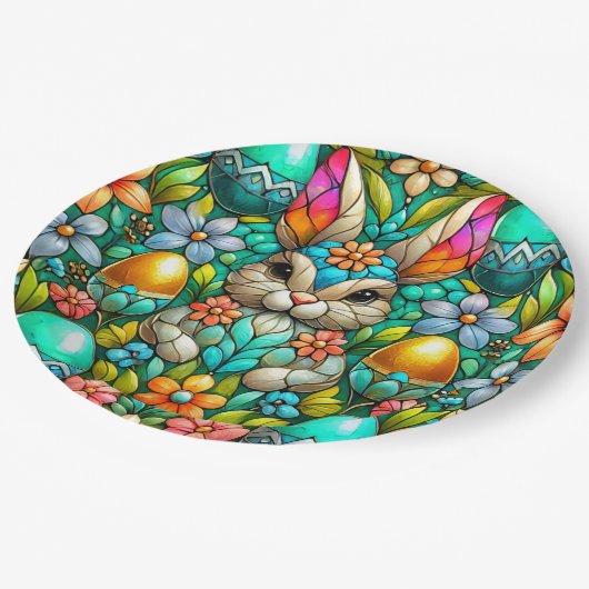 Assiettes En Carton EASTER BUNNY 3D ~ Encres d'alcool ~ Plaque de papi (Angle)