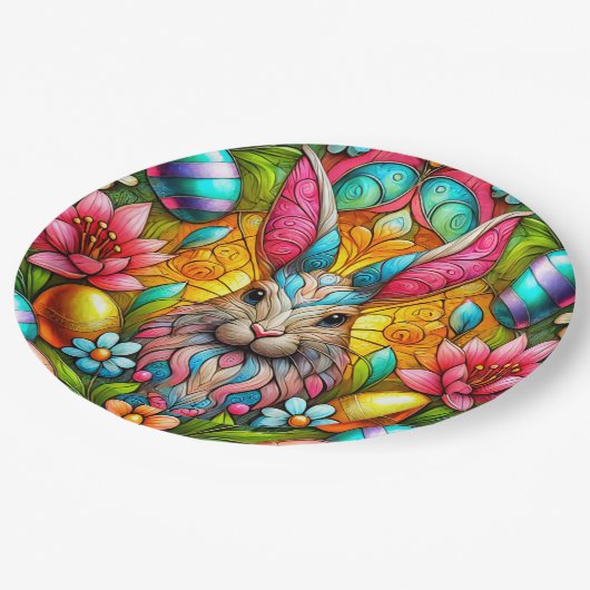 Assiettes En Carton EASTER BUNNY 3D ~ Encres d'alcool ~ Plaque de papi (Angle)