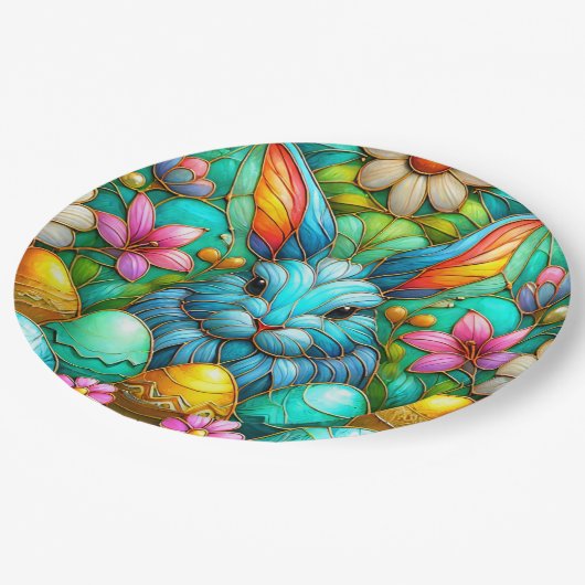 Assiettes En Carton EASTER BUNNY 3D ~ Encres d'alcool ~ Plaque de papi (Angle)