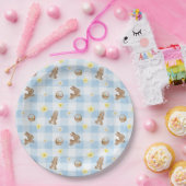 Assiettes En Carton Easter Bunny Blue Gingham (Fête)