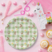 Assiettes En Carton Easter Bunny Green Gingham (Fête)
