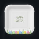 Assiettes En Carton Easter Dessert Plates | Pastel Egg Design<br><div class="desc">Pastel Easter dessert plates with hand-drawn eggs and gras detail. Perfect for cake,  pastries,  fruit,  and small bites.</div>