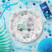 Assiettes En Carton Easter Watercolor Motif Bunny Camion (Fête)