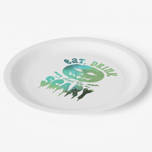 Assiettes En Carton Eat Drink And Be Scary Halloween Light (Angle)