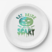 Assiettes En Carton Eat Drink And Be Scary Halloween Light (Devant)