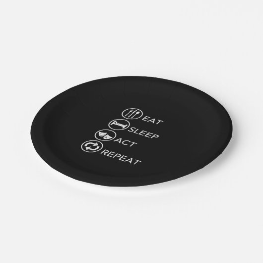 Assiettes En Carton Eat Sleep Act Répéter Acteurs Don intérimaire (Angle)