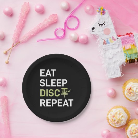 Assiettes En Carton Eat Sleep Disk Golf Répéter (Fête)