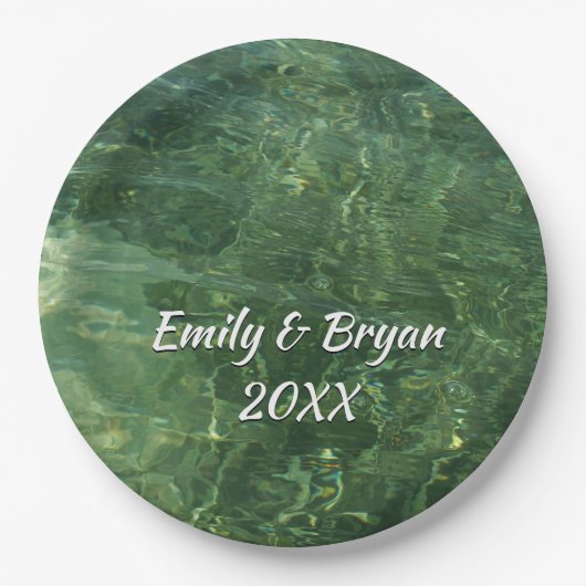 Assiettes En Carton Eau au-dessus de l'herbe marine II (bleu et vert) (Devant)