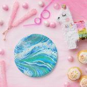 Assiettes En Carton Eau Bleue Océan Vagues de mer (Fête)