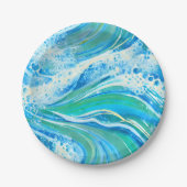 Assiettes En Carton Eau Bleue Océan Vagues de mer (Devant)