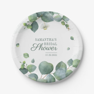 Assiettes En Carton Eau botanique d'eucalyptus Aquarelle Enterrement d