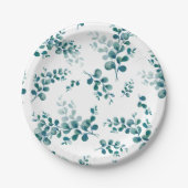Assiettes En Carton Eau-couleur eucalyptus verdure (Devant)