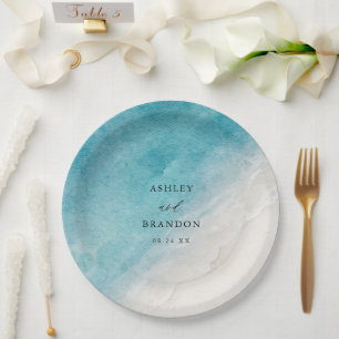 Assiettes En Carton Eau Océan Blue Beach Mariage