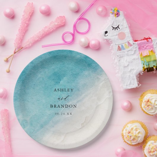 Assiettes En Carton Eau Océan Blue Beach Mariage (Fête)