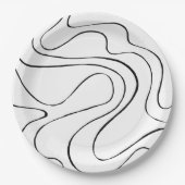 Assiettes En Carton Ebb et flux 2 - Noir et blanc (Devant)