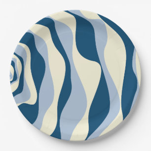 Assiettes En Carton Ebb et flux 4 - Bleu foncé, Bleu clair et Crème